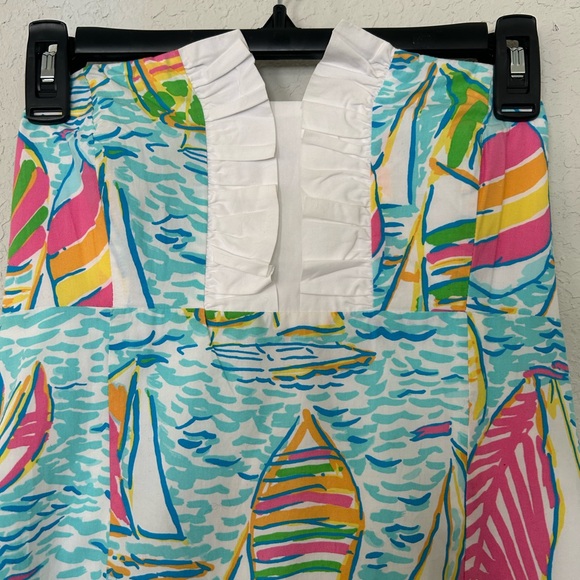 Lilly Pulitzer Sailboat Strapless Dress, Summer Nautical Resort Dress Size 6 - Picture 4 of 12